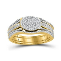 10-karatni set vjenčanih prstenova za mladenke s okruglim dijamantima u obliku dijamanta