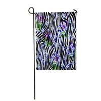 Ružičasti cvjetni uzorak Zebra ljubičasta ljepota Crna dizajnerska zastava za vrt Ukrasna Zastava banner za dom