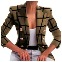 Novi ženski modni ugrađeni kaput s printom, dvostruka bluza s dugim rukavima u boji kave, u boji, u boji, u boji,
