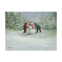 Zaštitni znak likovne umjetnosti 'Snjegović i djeca' platno umjetnost Mary Miller Veazie