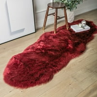 Deluxe Ultra mekana fau serija od ovčje kože Fur Fuffy Dekorativni zatvoreni prostirka, stopala, crvena, pakiranje
