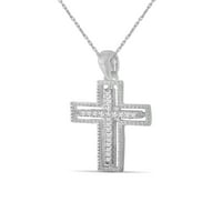 Jewelersclub Sterling Silver 0. CTW Dijamantni križni privjesak ogrlica za žene bijele dijamante + 18 ”lanac užeta