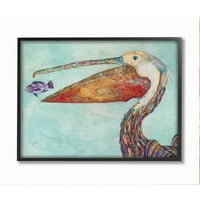 Stupell Industries Pelican's Lost Supper Fish i uzorka perja uokvireni zidni umjetnički dizajn Lisa Morales, 24