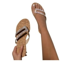 DPitySerensio ljetne cipele ravnih dna rhinestone flip-flops žene flip flops casual papuče sandale za žene smeđe