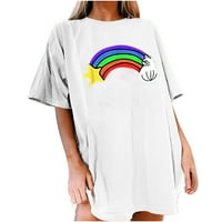 MCHOICE Ženske košulje ponos košulje vintage kapljice dugine tiskane vrhove uzorka casual kratki rukavi LGBTQ