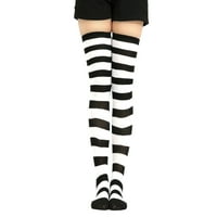 ANVAZISE Slatke žene pruge bedro visoko preko čarape za koljena protežu se dugim cosplay čarapama crno -bijela