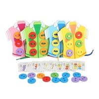 Montessori drvene gumbi za šivanje navojni za vezanje odjeće za odjeću igračka kreativna zagonetna igračka - rano