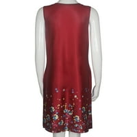 Ženska modna ležerna Majica Bez rukava u boemskom stilu s okruglim vratom, haljina veličine plus, Vino, e-mail