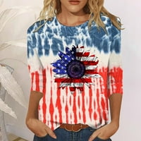 Dan neovisnosti ženske vrhove modne majice Žene modne rukave Košulje Dan neovisnosti Prikladni vrhovi okrugli