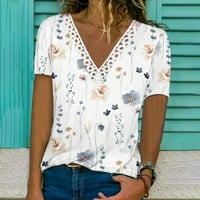 Ženske Ležerne košulje s kratkim rukavima, čipkasti vrhovi s izrezom i blokovima u boji, modne otvorene bluze