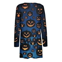 ;/ Džemperi za Noć vještica za žene, lagani kardigan s dugim rukavima s uzorkom bundeve, ležerni draperi, džemperi