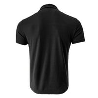 Muški mock kornjača majica pletena pulover kratki rukavi vitki fit gornji dio donje košulje crni xl