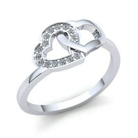 0,33 karata Okrugli dijamantni rez ženski vjenčani prsten s neobičnim srcem za godišnjicu braka od 10k čvrstog