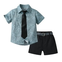 Maličja dječaka Ljetna odjeća postavlja dječake majice kratkih rukava kratke hlače s kravatom pojas dijete dijete