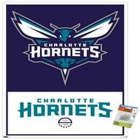Charlotte Hornets - zidni poster s logotipom s gumbima, 22.375 34