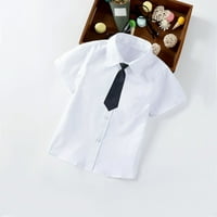 Odjeća za dječake, modna bluza kratkih rukava za dječake, jednobojna džentlmenska Školska košulja, odijelo i kravata,