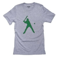 Svijetla modna Muška siva majica sa siluetom softball igrača koji udara loptu