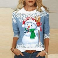 Božićne košulje za žene jesensko posadu smiješni snjegović grafički rukav vrhovi ležerna mekana ugodna majica