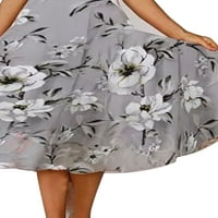 Gvmfive žene boho cvjetni print kratki rukav kratak rukav ljetna zabava casual midi haljina