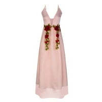 Cethrio Summer Maxi haljina za žene- modni tiskani uzročni dugi rukavi v vrat vitki bez rukava Svečana haljina