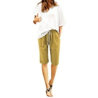 Donje rublje/ ženske ljetne pamučne hlače Plus size, kratke hlače visokog struka, hlače za trening na plaži s