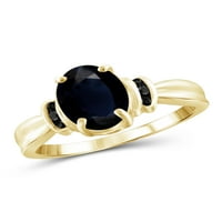 Jewelersclub Sapphire Ring Birthstone Nakit - 2. Karat Sapphire 14K zlatni nakit od srebrnog prstena s crnim dijamantnim