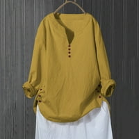 Wofedyo kapuljače za žene V-izrez gumb dugi rukav pulover majice majice bluza za žene