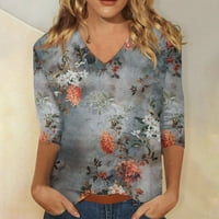 Ljetne majice s rukavima za žene, modne Ležerne majice s cvjetnim printom i čipkastim krojem s izrezom u obliku