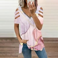 Ženska modna ležerna majica s patentnim zatvaračem u obliku slova u obliku slova U s otvorenim ramenima s kratkim