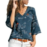 Majice s grafičkim printom za žene, Vintage široke seksi majice s cvjetnim printom u obliku slova u, vrhovi bluza,