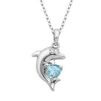 Zauvijek aspekt originalna nebeska plava i dijamantska ogrlica s dupinom, Sterling Silver