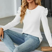 Koaiezne ženske majice s dugim rukavima moda o ovratnik vrhovi solidne boje ležerne bluze majice bluze