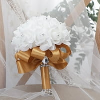 Umjetna svilena svadbena cvjetovi vjenčani buketi za mladenku, Crystal Roses Pearl Bouquet Bouquet Bridal koji