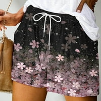Ženske ljetne kratke hlače s cvjetnim printom udobne casual kratke hlače s vezicama elastični pojas džepovi s