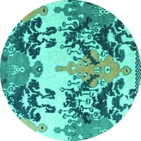 Tvrtka alt strojno pere okrugle apstraktne tirkizno plave moderne unutarnje prostirke, 3' okrugle