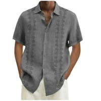 Muška ležerna odjeća za plažu s reverima modna košulja Havajska majica kratkih rukava siva 2 inča