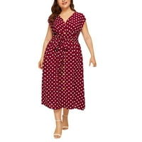 Haljine za žene, Plus size, haljina bez rukava s izrezom u obliku točkica, haljina s remenom na kopčanje, Plus