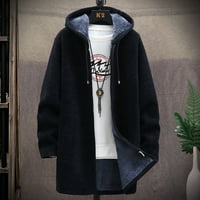 Muški kaputi a-lista duga jakna Vanjska odjeća zimska majica s kapuljačom ležerna zaštita od hladnoće Crna 6