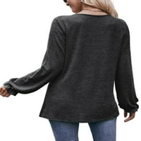 Seksi plesna Ženska majica dugih rukava jednobojna majica elegantna bluza od tunike casual pulover u tamno sivoj