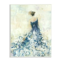 Stupell Insrijera žensku apstraktnu modnu haljinu od fluidne plave krivulje, 19, dizajn Lisa Ridgers