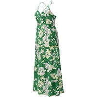 Proljetno-ljetna haljina u A-listi, boemska duga haljina s naramenicama s cvjetnim uzorkom, ženske plus veličine