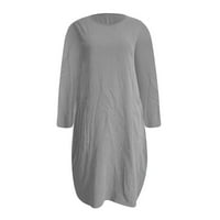 Ljetne haljine za žene tiskani temperament kratki a-line okrugli dekolte dnevno haljina siva m