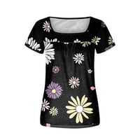 Slatki vrhovi za žene vrhove kratkih rukava Bluus Redovito fit majice pulover majice vrhovi cvjetni print majice