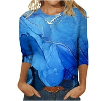 Jsaierl ženski rukavi vrhovi ljeto plus veličine grafičke posade majice rade meke majice za nošenje s plavom nogom