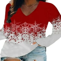 Ženska bluza od tunike s izrezom u obliku slova A, božićna majica s printom snježne pahulje, Božićni topovi, ležerna