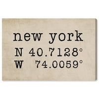 Gradovi Avenue Avenue i Skylines zidne umjetničke platnene platnene gradove 'NY koordinate' gradovi u Sjedinjenim