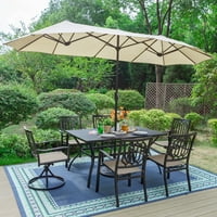 Garnitura za vanjsku terasu od 8 komada s dvostranim kišobranom, pravokutnim stolom za blagovanje 60 38, okretnim