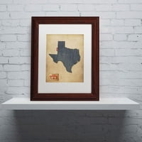 Zaštitni znak likovna umjetnost Texas Map traper traperice Style Canvas Art by Michael Tompsett, White Matte,