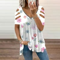 Ženske modne casual majice s patentnim zatvaračem u obliku slova U s otvorenim ramenima s kratkim rukavima vrhovi