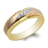 Ženski okrugli trobojni prsten od 14k žutog zlata s kubičnim cirkonijem za godišnjicu braka, veličina zaruka 4-10